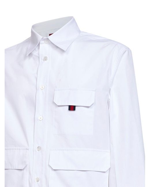 Gucci White Cotton Poplin Shirt With Patch Pockets for men