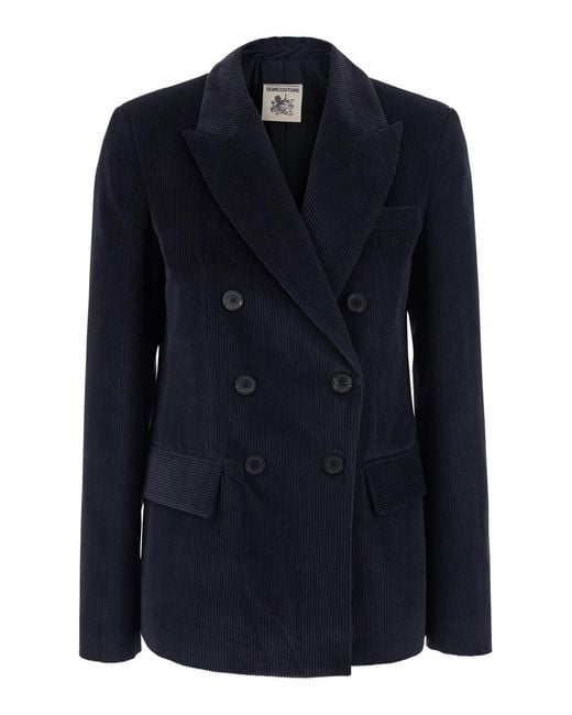 Semicouture Blue Jacket Corduroy, Blazers