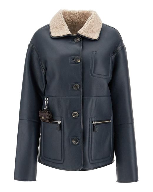 Saks Potts Blue Ada Reversible Shearling Jacket