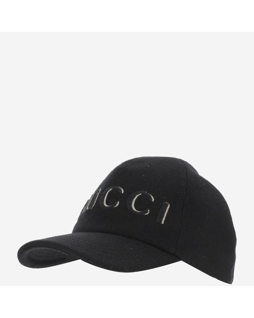 Gucci Black Wool Baseball Hat With Logo for men
