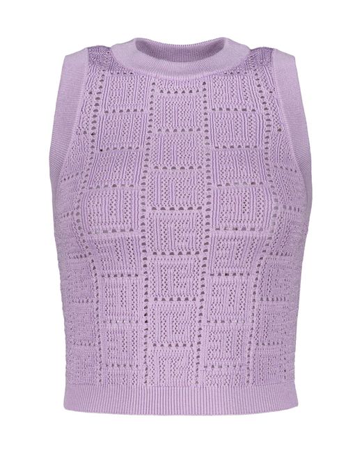 Balmain Purple Knitted Viscosa-blend Top