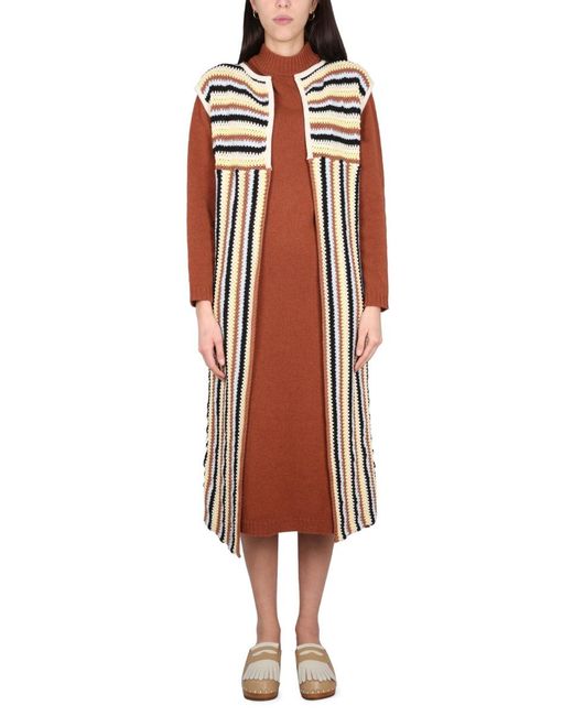 Alysi Red Long Vest Cotton Waistcoats & Gilets