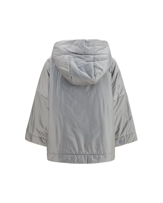 Max Mara Gray Hooded Padded Jacket Outer: Polyester