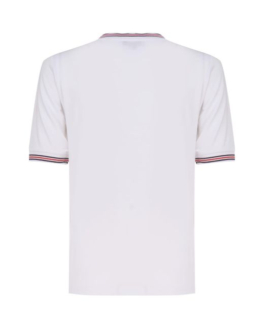 Fay White Striped Ribbed T-Shirt