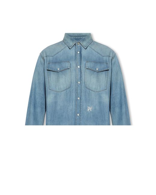 Palm Angels Denim Shirt in Blue for Men | Lyst