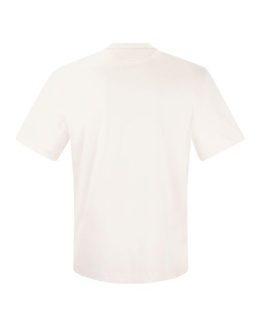 Brunello Cucinelli White Slim Fit Crew-neck T-shirt In Cotton Jersey With Logo for men