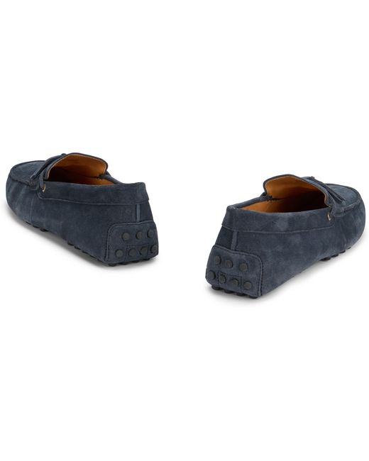 Tod's Blue Suede Loafers Leather for men
