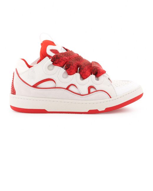 Lanvin White And Red Curb Sneakers