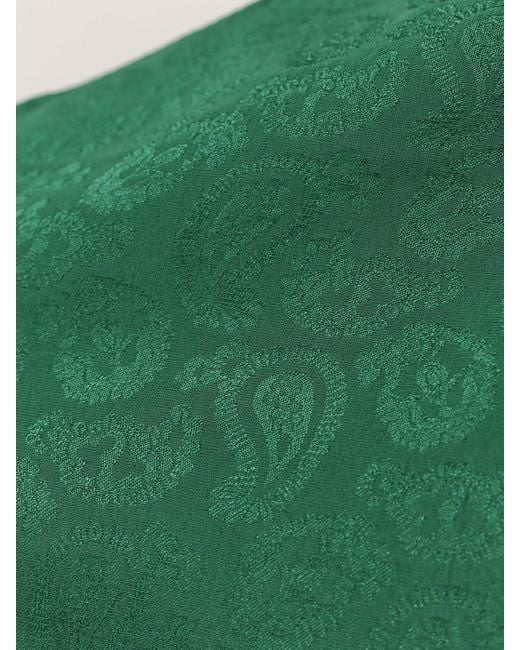 Saint Laurent Green Silk Blouse With Ruffles