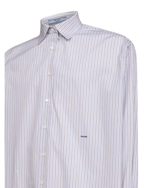 Prada White Striped Cotton Poplin Shirt
