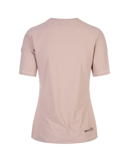 3 MONCLER GRENOBLE Pink Sensitive Technical Jersey T-Shirt With Logo