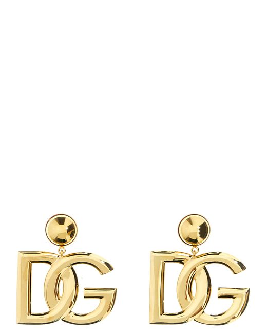 Dolce & Gabbana Metallic Crystal Logo Earrings