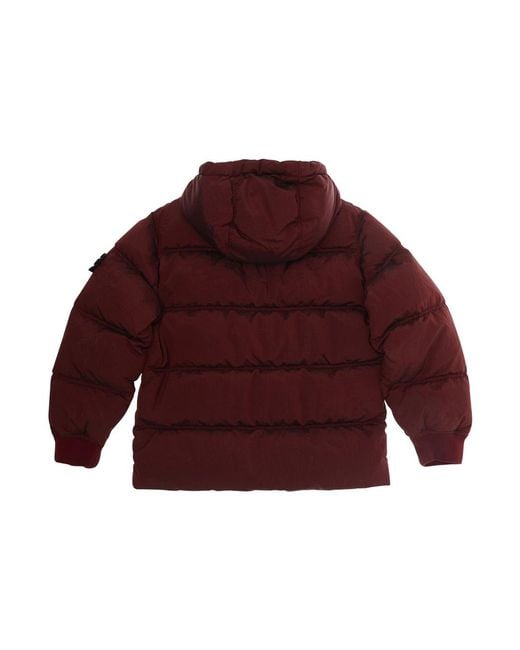 Stone Island Red Short Parka Tech Fabric Padded Jackets for men