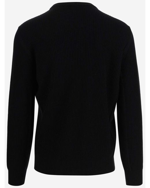 Giorgio Armani Black Ribbed Wool Sweater for men