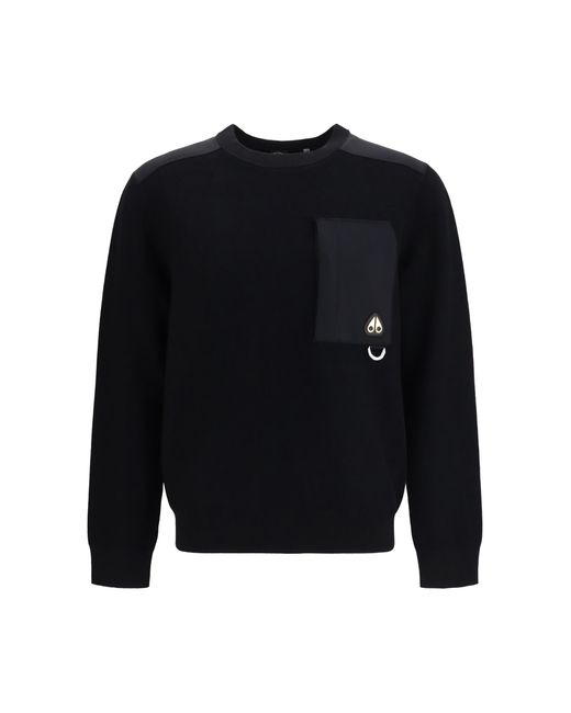 Moose Knuckles Black Crewneck Sweater Elowan Nylon; Other Fibres Sweatshirts for men