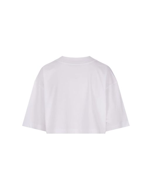 Marni Pink Crop T-Shirt With Brushed Logo