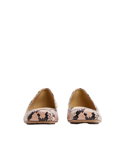 Bottega Veneta Pink Tower Python-Print Ballerina Shoes