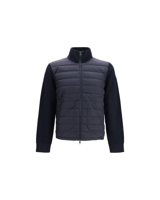Moncler Blue Goose Down Full-Length Jacket Clothing for men