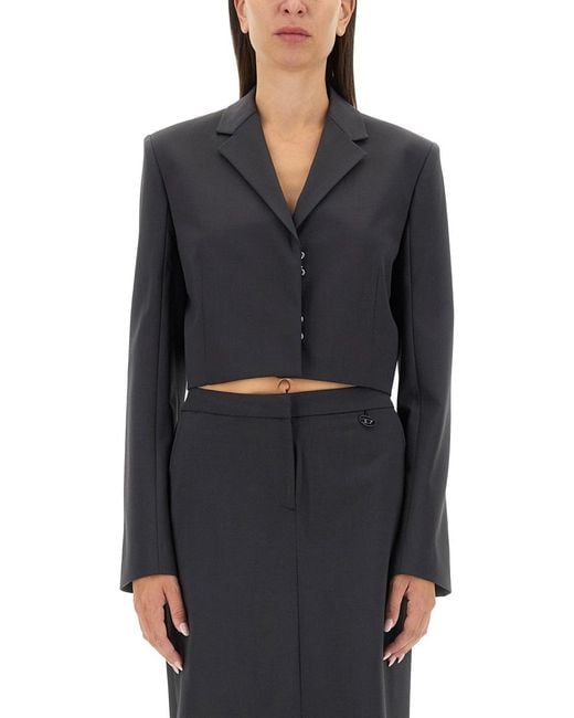 DIESEL Black Cropped Jacket Polyester