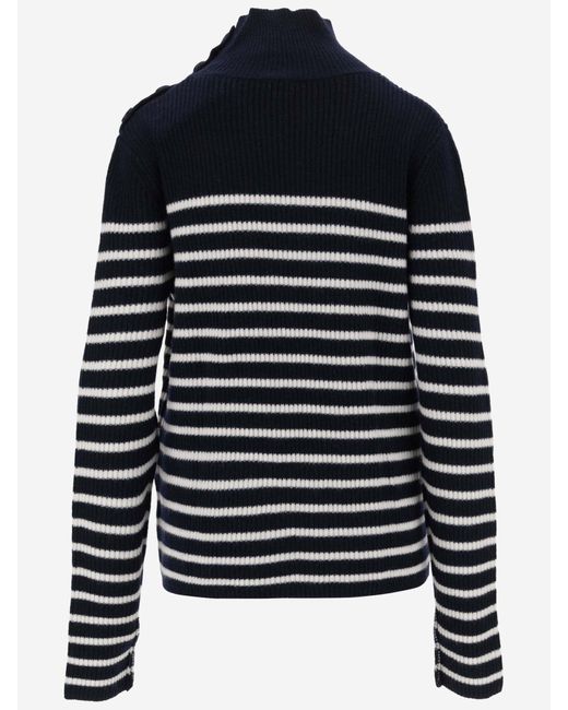 Aspesi Black Wool Sweater With Striped Pattern