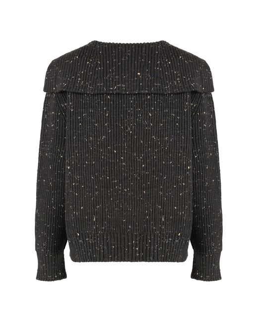Bottega Veneta Black Heather-Effect Wool Cardigan Cardigans
