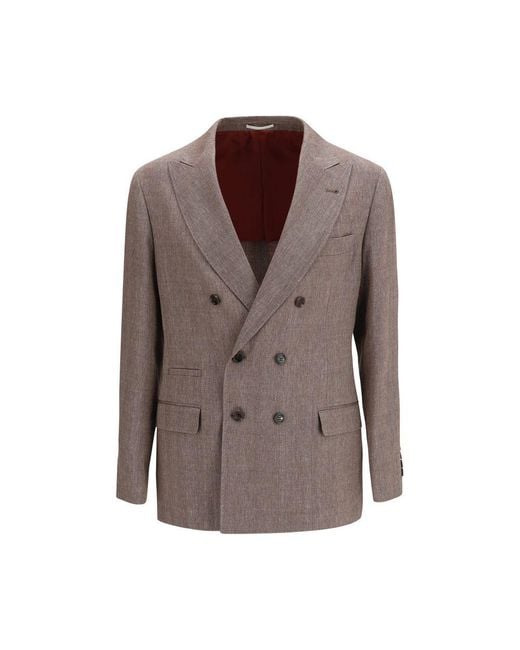 Brunello Cucinelli Brown Linen Blazer for men