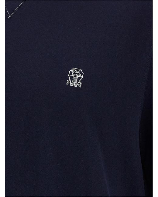 Brunello Cucinelli Blue Cotton T-Shirt for men