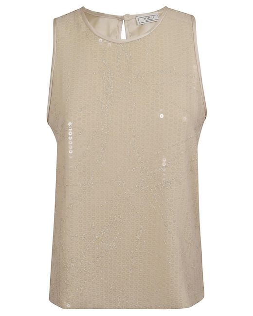Peserico Natural Top Donna Georgette Con Ricamo Di Paillette