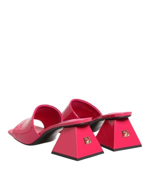 Dolce & Gabbana Pink Open Toe Block Heel Mules Sandals Shoes Calf Leather