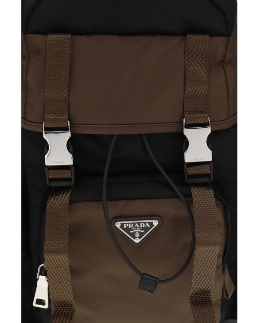 Prada Black Backpack Re-Nylon And Leather Recycled Polyamide Backpacks for men