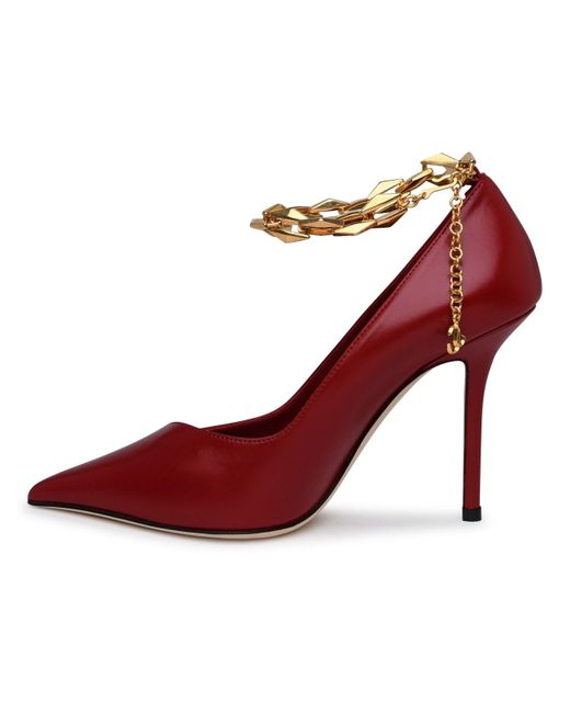 Jimmy Choo Diamond Pumps In Red Leather
