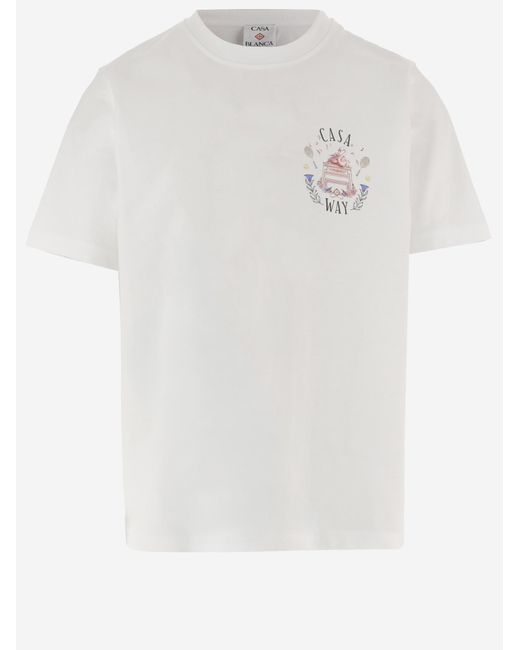 Casablanca White Cotton T-Shirt Organic T-Shirts for men
