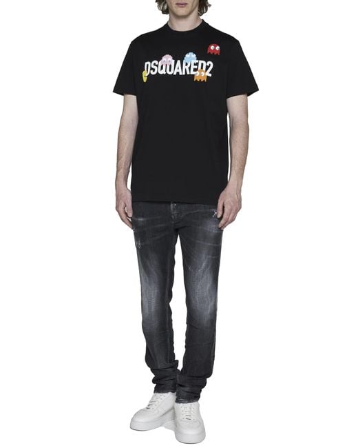 DSquared² Black Pac-man Cotton T-shirt for men