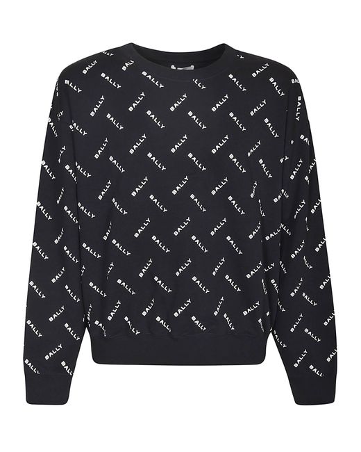 Bally Black All-Over Logo Print Ribbed Sweatshirt for men