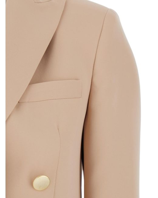 Le Plain Natural Double-Breasted Jacket With Classic Lapels