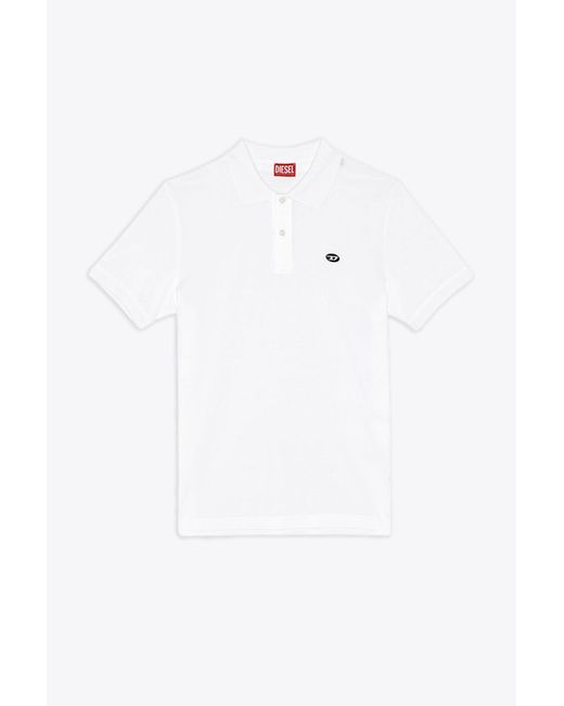 DIESEL White T-Smith-Doval-Pj Polo Shirt With Oval D Logo Patch for men