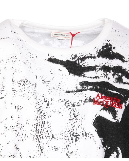 Alexander McQueen White Graphic Printed T-shirt for men