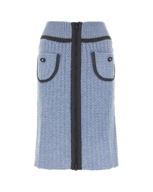 Cormio Blue Cerulean Wool Blend Skirt