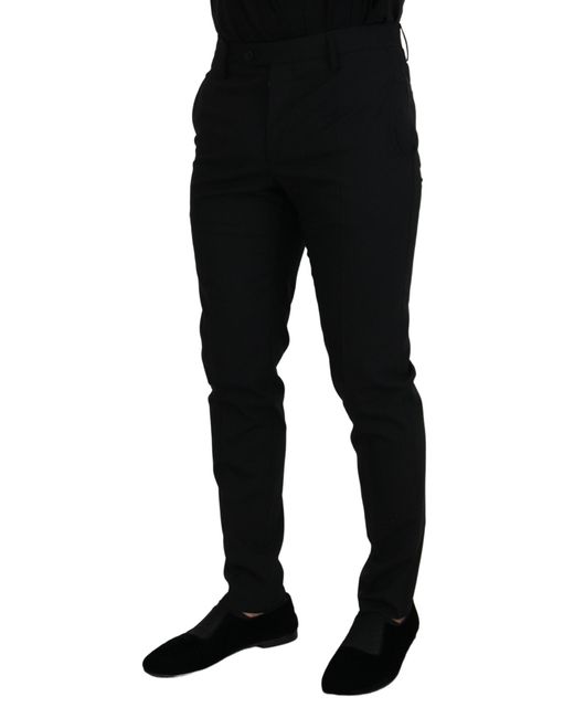Dolce & Gabbana Black Elegant Wool-Blend Trousers for men