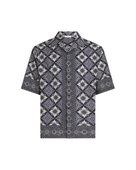 Etro Gray Bowling Shirt With Medallion Print for men