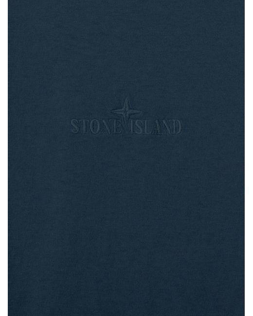 Stone Island Blue Cotton T-Shirt With Logo T-Shirts
