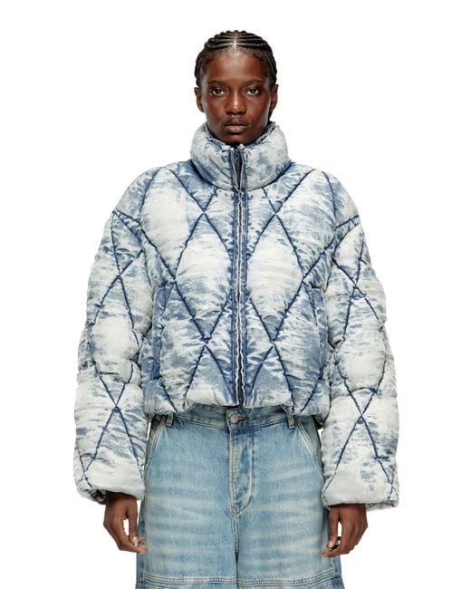 DIESEL Blue W-Histel Denim Down Jacket