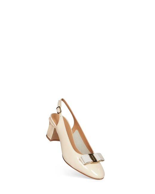 Ferragamo Natural Mascarpone Vara Bow Slingback Pumps