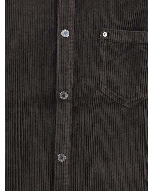 AMI Black Corduroy Velvet Overshirt for men