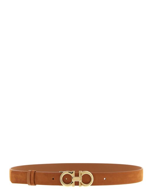 Ferragamo White 'Gancini' Reversible Belt