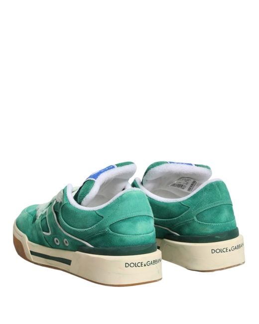 Dolce & Gabbana Green Suede New Roma Low Top Sneakers Shoes Leather (Suede) for men