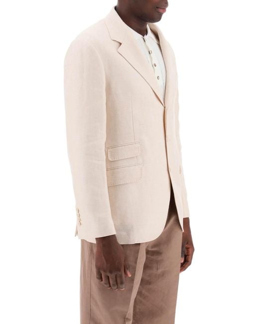 Brunello Cucinelli Natural Cavallo Deconstructed Single-Breasted Jacket for men