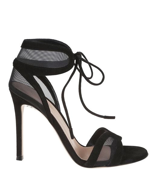 サンダル・ミュール Gianvito Rossi Suede And Transparent Mesh Stiletto Sandal Gianvito Rossi Suede And Transparent Mesh Stiletto Sandal in