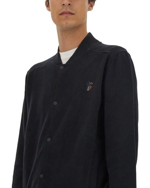 PS by Paul Smith Black Bomber Jacket With Logo Embroidery for men