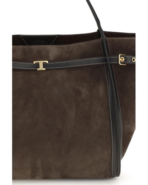 Tod's Multicolor Suede Tote Bag Calf Leather Bos Taurus Shoulder